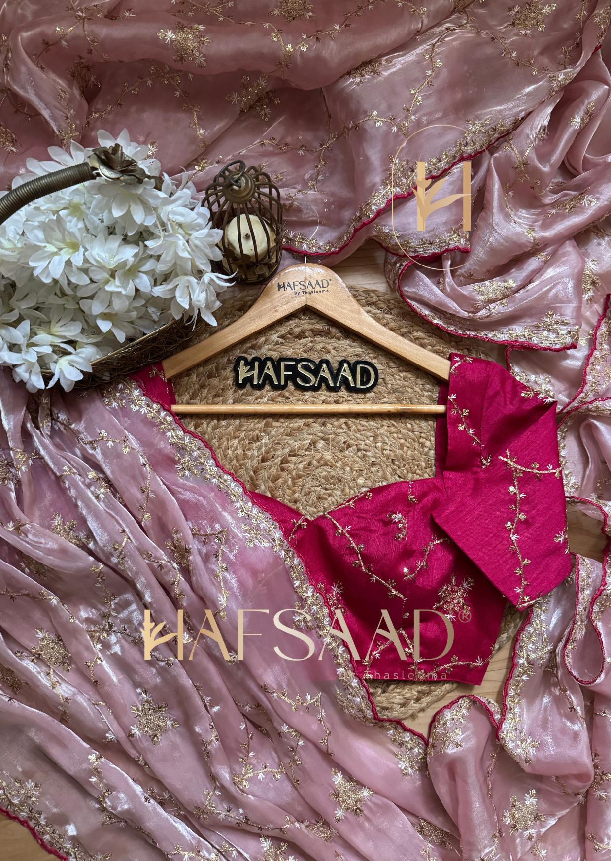 Gulabi- Satin organza saree(Pink)