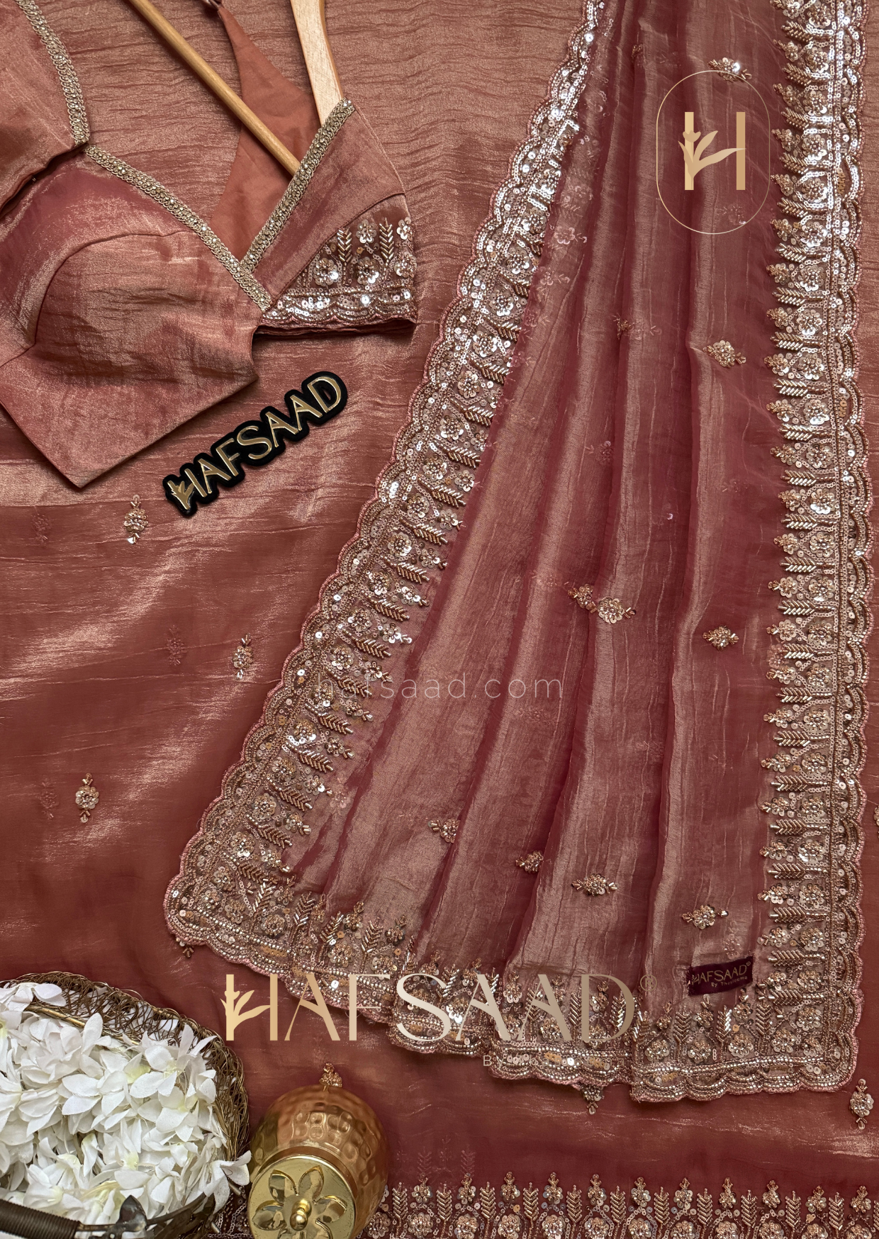 Mastani - Soft tissue saree (Rose Gold)