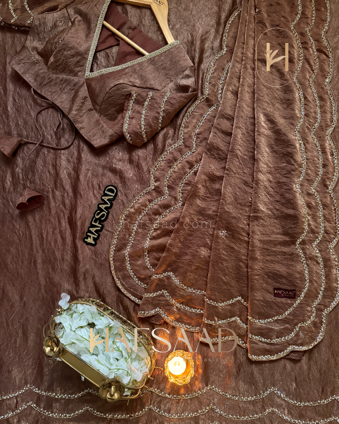 Yerin - Crushed Stardust Satin Saree