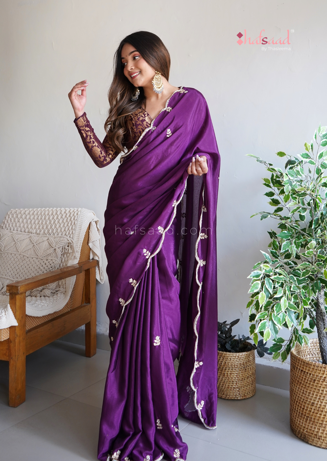 Isha Handwork saree- Purple Sangria