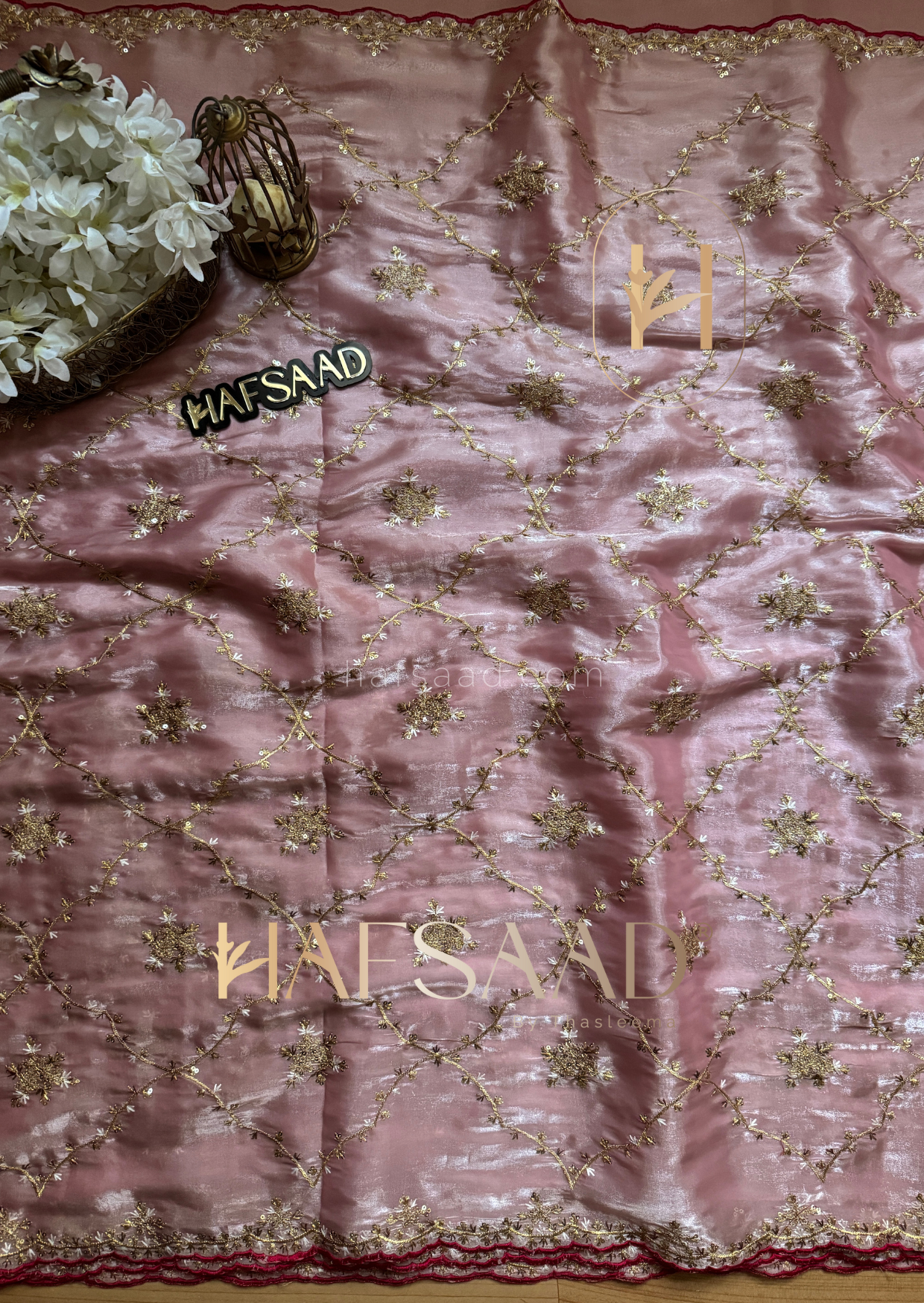 Gulabi- Satin organza saree(Pink)